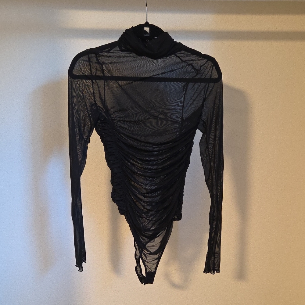 Elegant Black Sheer Women's Bodysuit